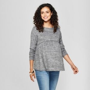 Gray Long Sleeve Maternity Sweater